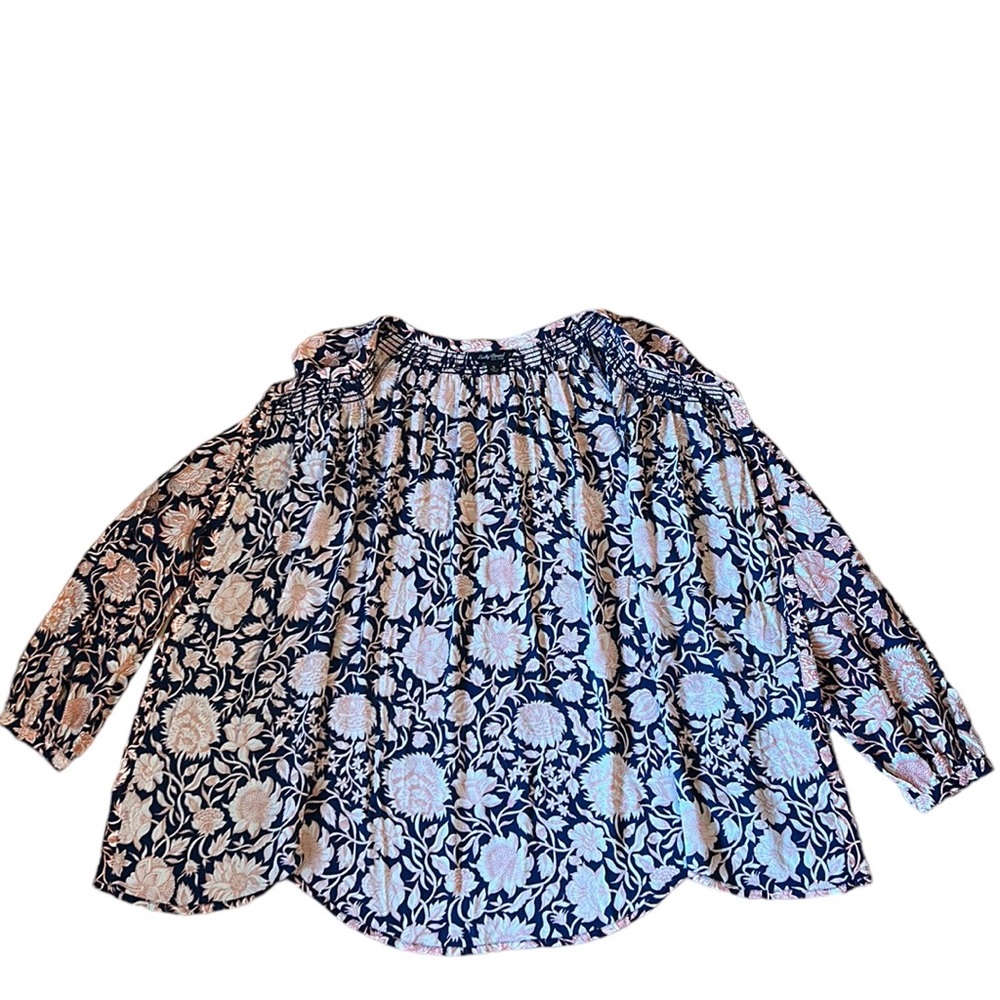 Lucky Brand Pink and Navy Floral Longsleeve Button Down Size Small - Picture 9 of 11
